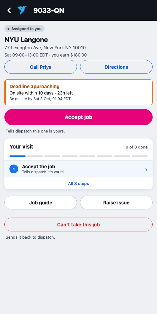 Accept the job
