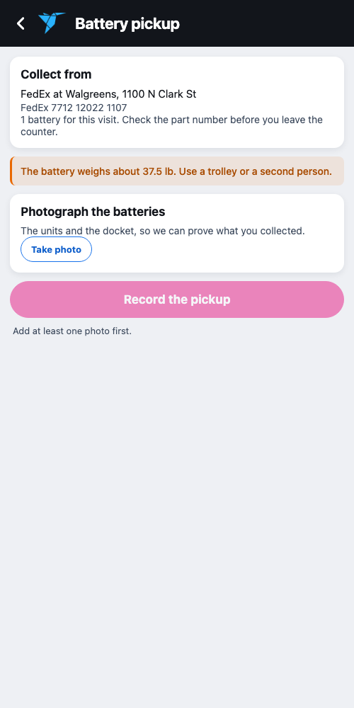 Collect the battery