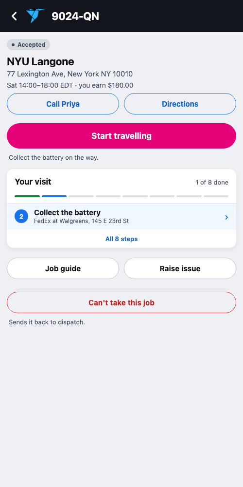 Ring the site, then set off